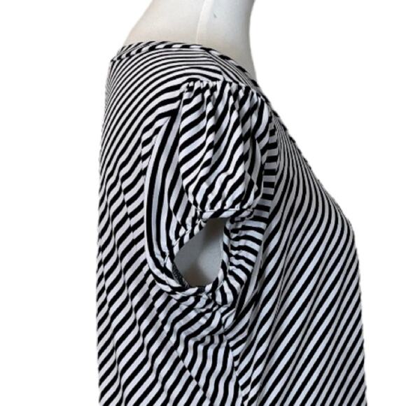 Worthington Women's Black White Diagonal Stripe Scoop Neck Career Top Size Large - Picture 7 of 10